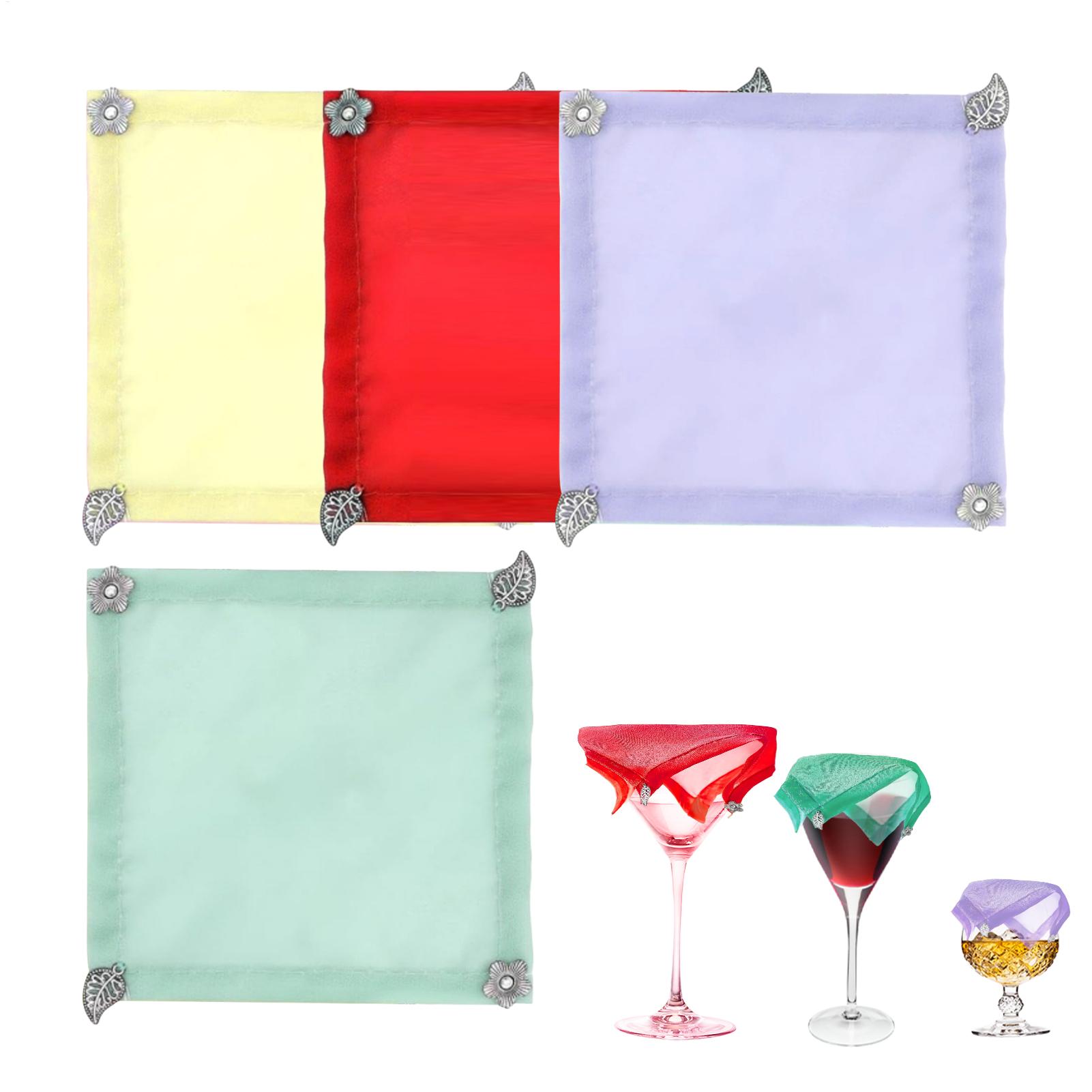 Fabric Weight Set - 4 قطع/مجموعة أغطية نبيذ مثقلة محمولة